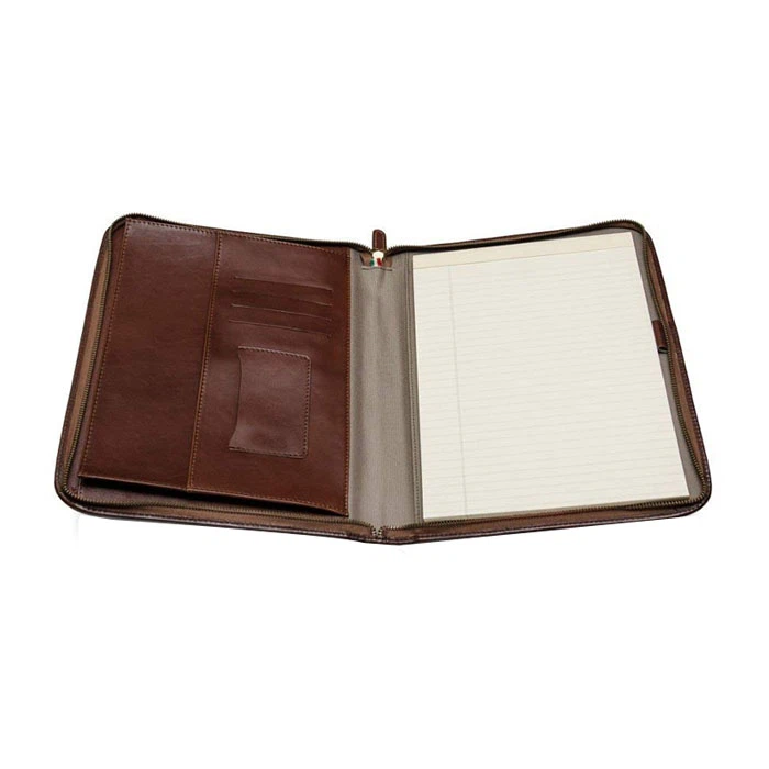 Expandable Leather Folio With Logo