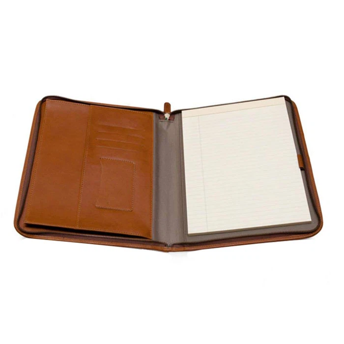 Expandable Leather Folio With Logo