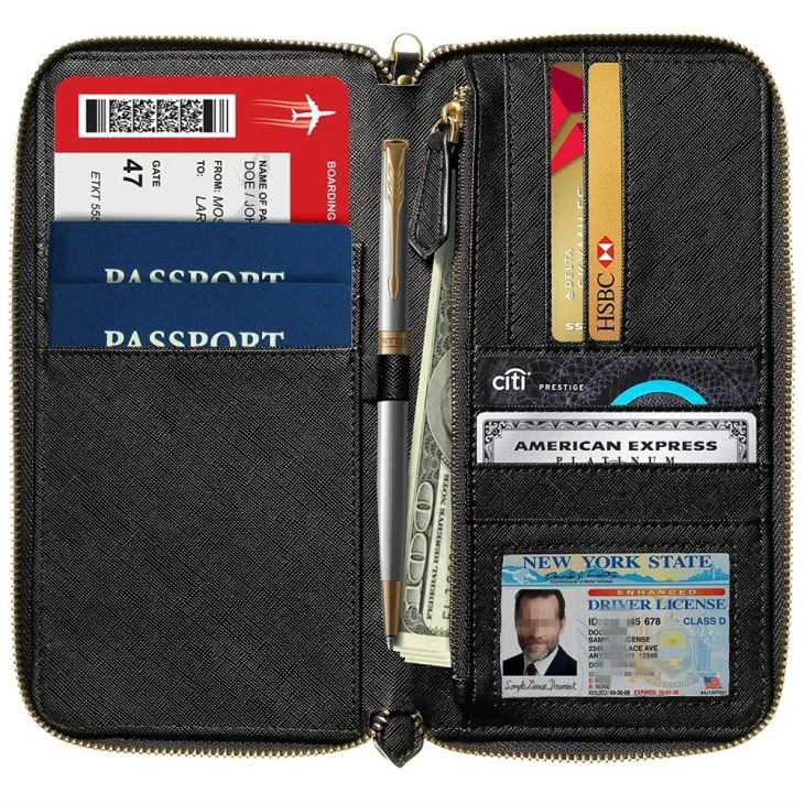 Faux Leather Travel Wallet