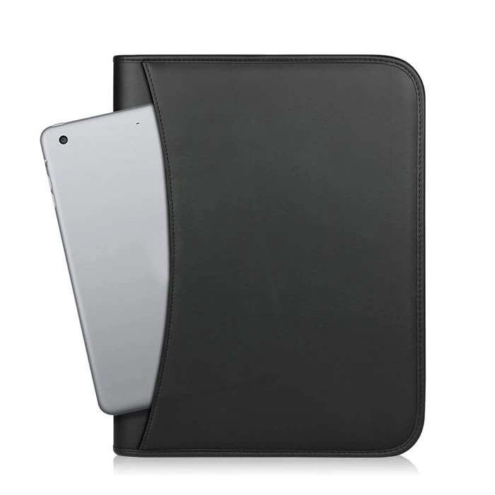PU Leather Zippered Padfolio Portfolio